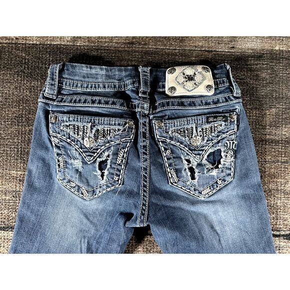Miss Me Women's Standard Skinny Jeans Distressed Gems 26x31 ME8055S9R 498 - Picture 1 of 9